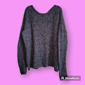 Forever 21 Black & White Marbled Knit Criss-Cross Back Sweater Size 2X